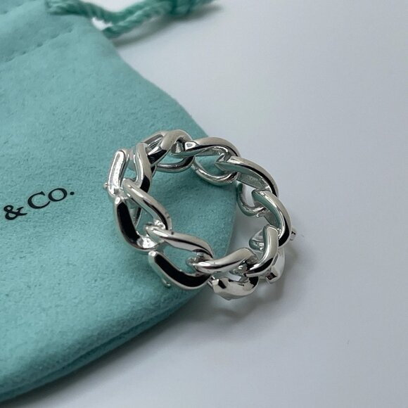 Tiffany & Co. Sterling Silver Forge Link Ring Size 7 - Picture 3 of 4